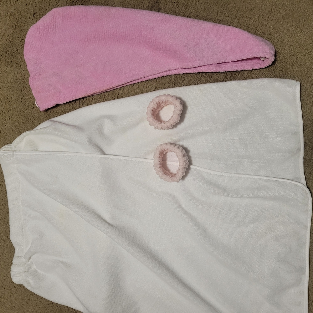 GRWM towel wrap, hair towel, and wrist cuffs!
